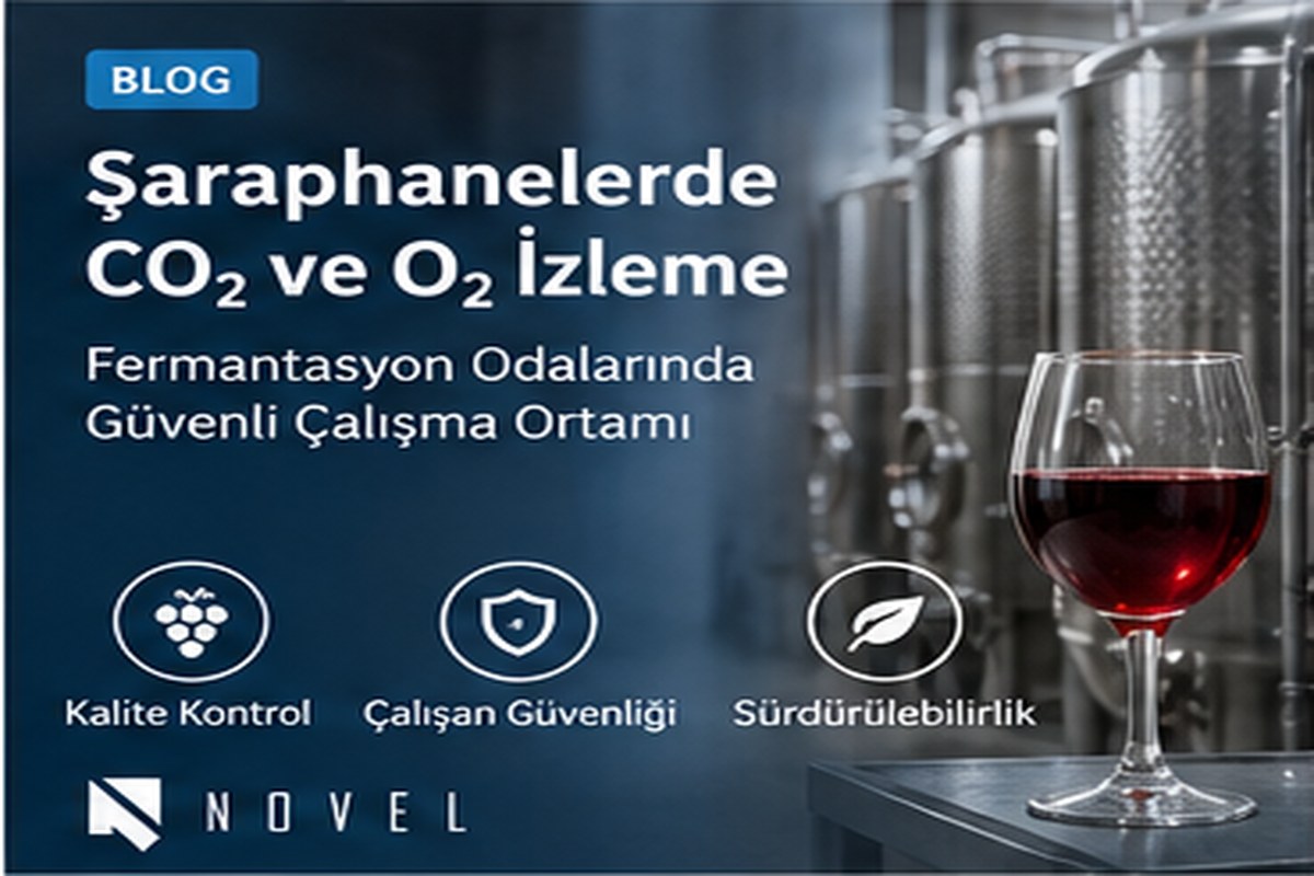 Şaraphanede fermantasyon CO2 gaz dedektörü ve oksijen izleme sistemi