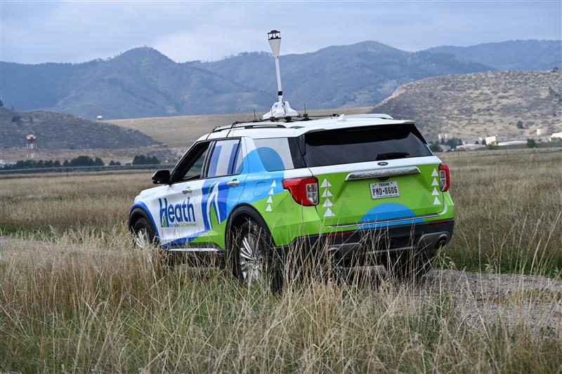 Heath Discover AMLD system, mobile field survey on vehicle equipped with GPS and anemometer